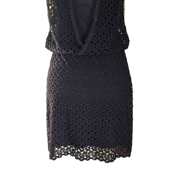Free People Lily Black Crochet Lace Draped Cutout Mini Dress - S - Picture 11 of 15